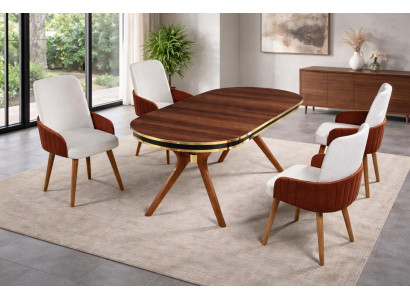 Tisch 4x Stühle Esszimmer Stil modern Farbe braun bequem komfortabel