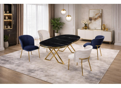 Tisch 4x Stühle Esszimmer Stil modern Farbe schwarz neu komfortabel
