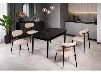 Tisch 4x Stühle Esszimmer Stil modern Farbe schwarz neu ausziehbar