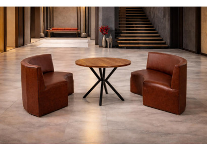 Tisch 2x 2 Sitzer Sofa Esszimmer Stil modern Farbe braun neu bequem