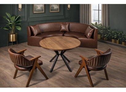 Tisch 2-Sitzer-Sofa Stühle Esszimmer Stil modern Farbe braun neu bequem