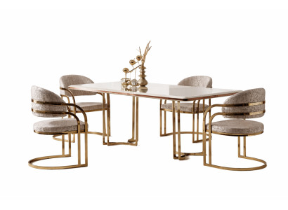 Stilvoller Esstisch mit 4 Stühlen Luxuriöses Esszimmer Set Modern Design