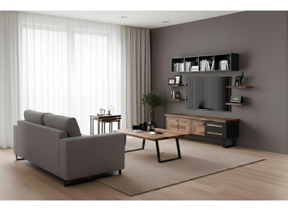 TV-Board Couchtisch Satztische Wohnzimmer Stil modern Farbe braun neu