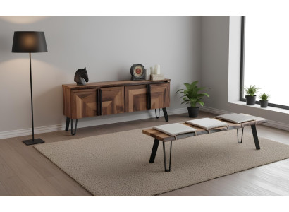 Sideboard Sitzbank Wohnzimmer Stil modern Farbe braun neu praktisch