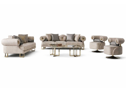 Wohnzimmer Sofagarnitur 3+3+1+1 Sitzer Design Couchtisch Set 7tlg