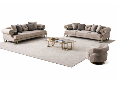 Eleganter Wohnzimmer Sofa Set 3+3+1 Sitzer Design Stilvolles Couchtisch