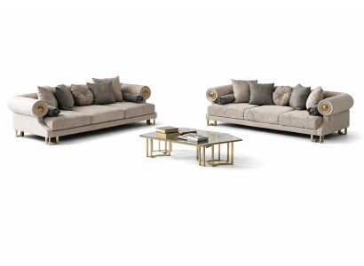 Stilvolles Polstermöbel 3+3 Sitzer Wohnzimmer Modernes Design Couchtisch