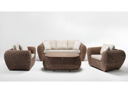 3-Sitzer Sofa Modern Sessel Braun Couchtisch Gartenmöbel Sofa Set