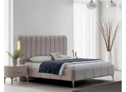 Schlafzimmer-Set: Bett mit 2 Nachttischen, 3-teilig, modern & elegant