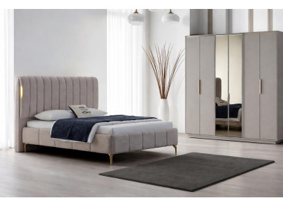 Modernes Schlafzimmer-Set: Bett & Kleiderschrank – 2 tlg.