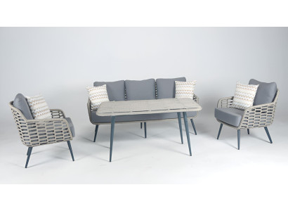 Sofa Set Terrassenmöbel 3-Sitzer Sofa 2x Sessel Couchtisch Modern Set