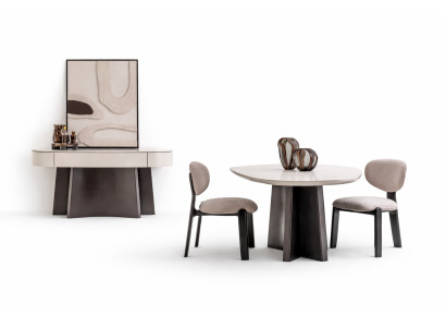 Esszimmermöbel Set Tisch Stühle Luxuriöses Konsolentisch Beige Holz