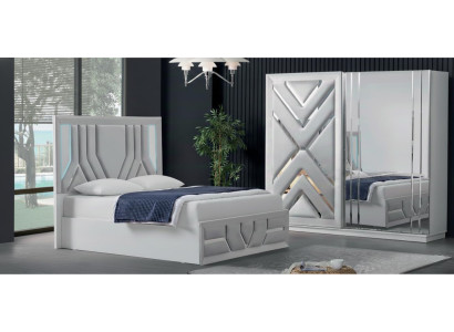 Modernes Schlafzimmer-Set mit Bett und Kleiderschrank im Stil