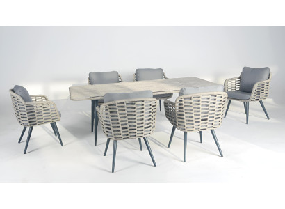 Terrassen Set Modern Set Tisch 6x Stühle Stuhl Premium Tisch Modern Stuhl