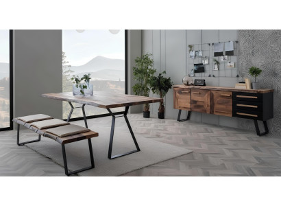Esstisch Sitzbank Sideboard Esszimmer Stil modern Farbe braun neu
