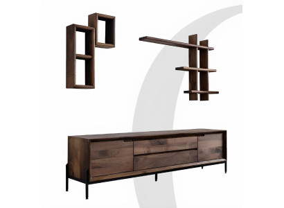 TV Board Stil modern Farbe braun neu bequem geräumig Wohnzimmer Holz