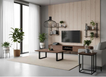 Couchtisch Beistelltisch Wohnzimmer Stil modern Farbe braun neu Holz