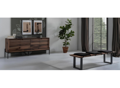 Sideboard Sitzbank Wohnzimmer Stil modern Farbe braun neu bequem Holz