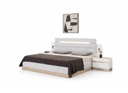 Weiße Schlafzimmer Garnitur Edles Doppelbett Stilvolle 2x Nachttische