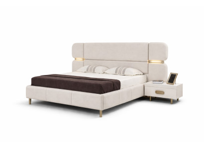 Robustes Beiges Schlafzimmer Set Designer Doppelbett 2x Nachttische