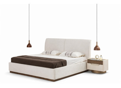 Elegante Beige Schlafzimmer Garnitur Schickes Schlafbett Nachttische