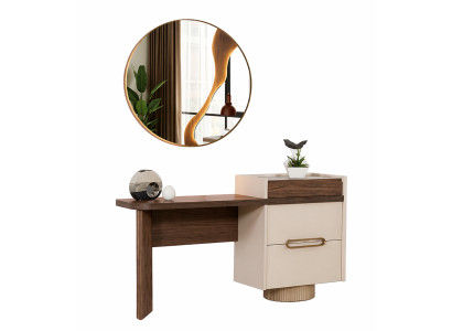Stilvoller Braun-Beiger Schminktisch Designer Kosmetiktisch Holzmöbel