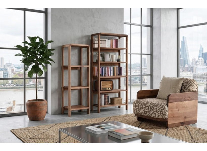Sessel 2x Buecherregal Wohnzimmer Stil modern Farbe braun neu praktisch