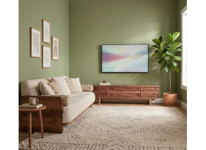 3 Sitzer Sofa TV Board Wohnzimmer Stil modern Farbe braun neu Holz
