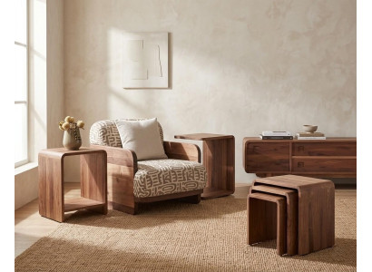 Sessel TV Board 3x Couchtisch Wohnzimmer Stil modern Farbe braun neu