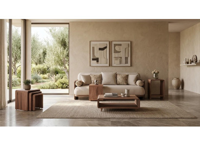 3 Sitzer Sofa Coffetisch 3x Couchtisch Stil modern Farbe braun neu