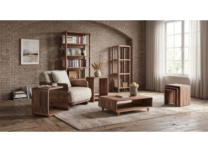 Sessel 3x Couchtisch Coffetisch 2x Buecherregal Stil modern Farbe braun