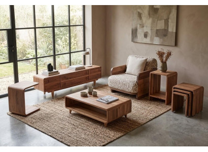 Sessel TV Board Coffetisch 3x Couchtisch Stil modern Farbe braun neu