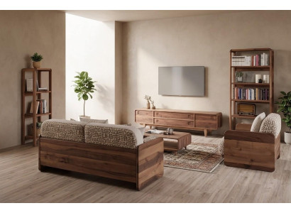 3 Sitzer Sofa Sessel Coffetisch 3x Couchtisch Stil modern Farbe braun neu