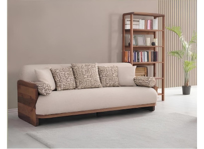 3 Sitzer Sofa Stil modern Farbe braun neu Stoff weich bequem Wohnzimmer