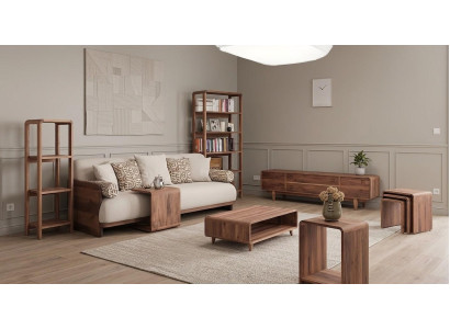 3 Sitzer Sofa TV Board Coffetisch 3x Couchtisch 2x Buecherregal modern
