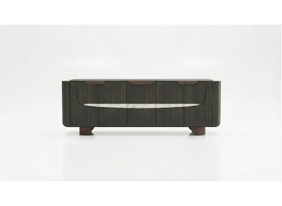 Exklusive Kommode Dunkel Holz mit Design Front und Stauraum