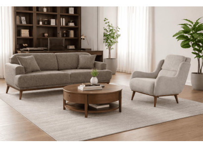 3 Sitzer Sofa Sessel Stil modern Farbe braun neu weich Wohnzimmer