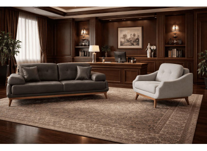 3 Sitzer Sofa Sessel Wohnzimmer Stil modern Farbe grau neu weich bequem