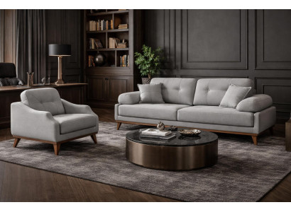 3 Sitzer Sofa Sessel Stil modern Farbe grau neu weich bequem Wohnzimmer