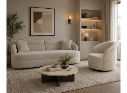 3 Sitzer Sofa Sessel Wohnzimmer Stil modern Farbe beige neu weich bequem