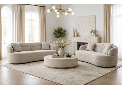 2x 3 Sitzer Sofa Stil modern Farbe beige neu weich bequem Wohnzimmer