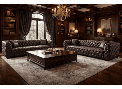 2x 3 Sitzer Sofa Stil modern Farbe schwarz neu weich bequem Wohnzimmer