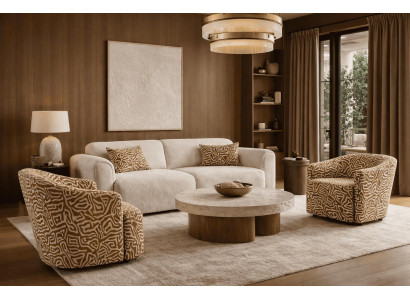 3 Sitzer Sofa 2x Sessel Wohnzimmer Stil modern Farbe beige neu bequem
