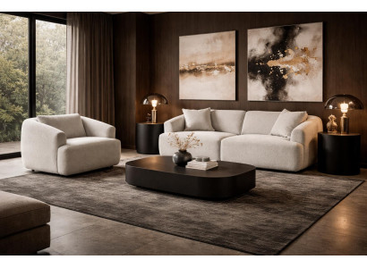 3 Sitzer Sofa Sessel Wohnzimmer Stil modern Farbe beige neu bequem