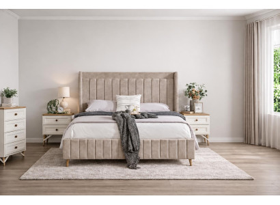 Elegantes Schlafzimmer-Set mit Bett, 2 Nachttischen und Kommode