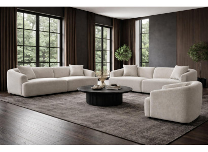 2x 3 Sitzer Sofa Sessel Wohnzimmer Stil modern Farbe beige neu bequem