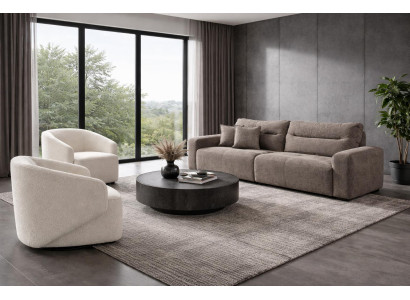 3 Sitzer Sofa 2x Sessel Wohnzimmer Stil modern Farbe grau Praktisch