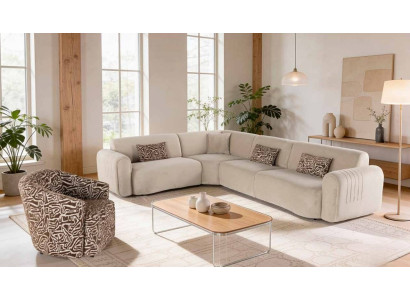 Ecksofa Sessel Wohnzimmer Stil modern Farbe beige neu bequem praktisch