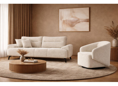 3 Sitzer Sofa Sessel Wohnzimmer Stil modern Farbe weiß neu bequem