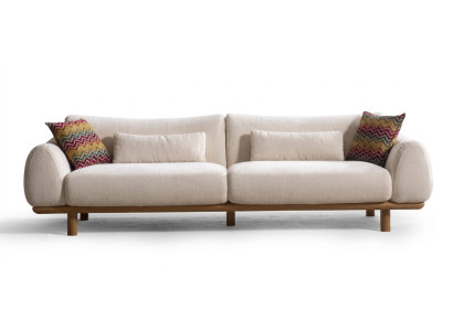 Weiß Viersitzer Sofa Modern Stoff Wohnzimmer Design